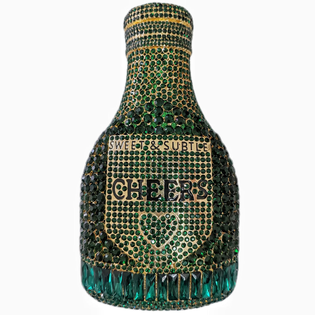 Champagne Bottle Rhinestone Evening Clutch Women's Bag