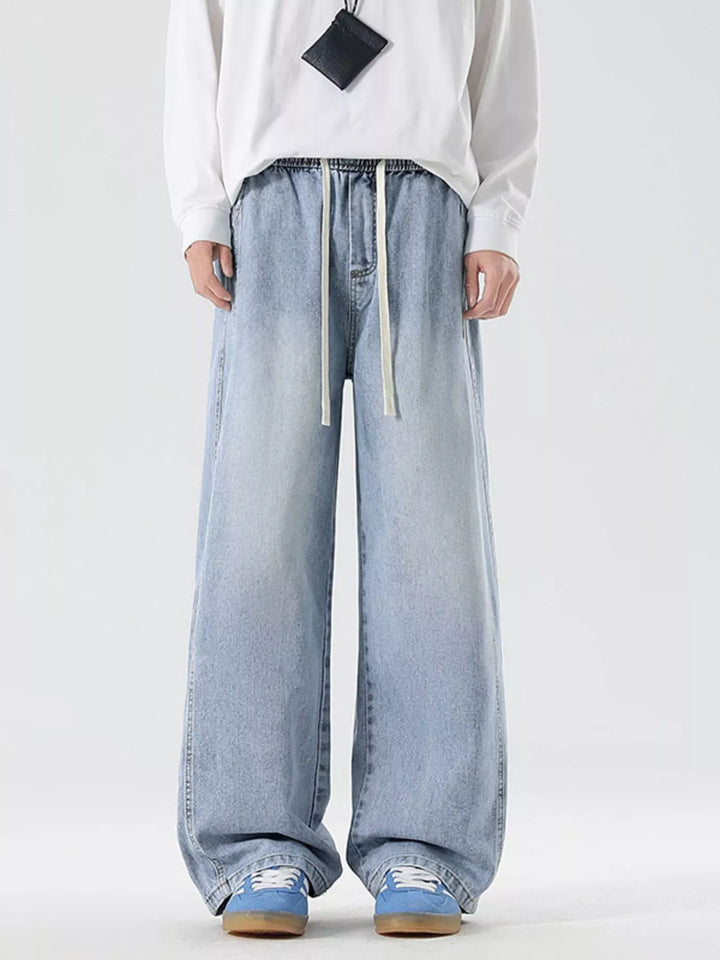 Men's Full Size Wash Wide Leg Jeans Plus Size