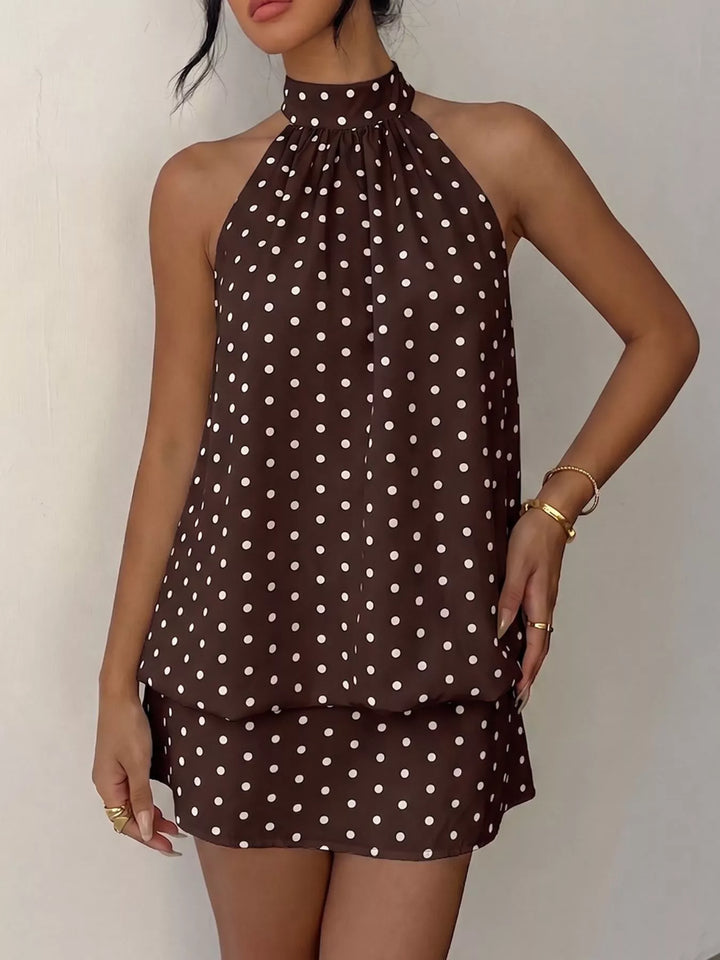 Polka Dot Halter Neck Mini Dress