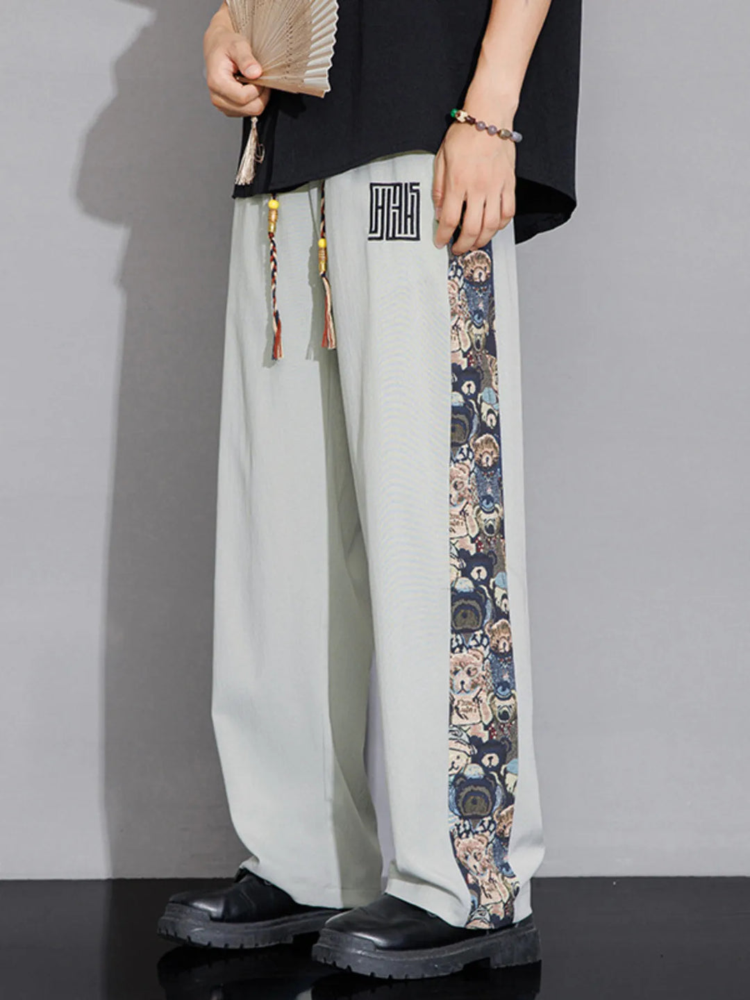 Men's Full Size Printed Side Stripe Loose Pants Plus Size