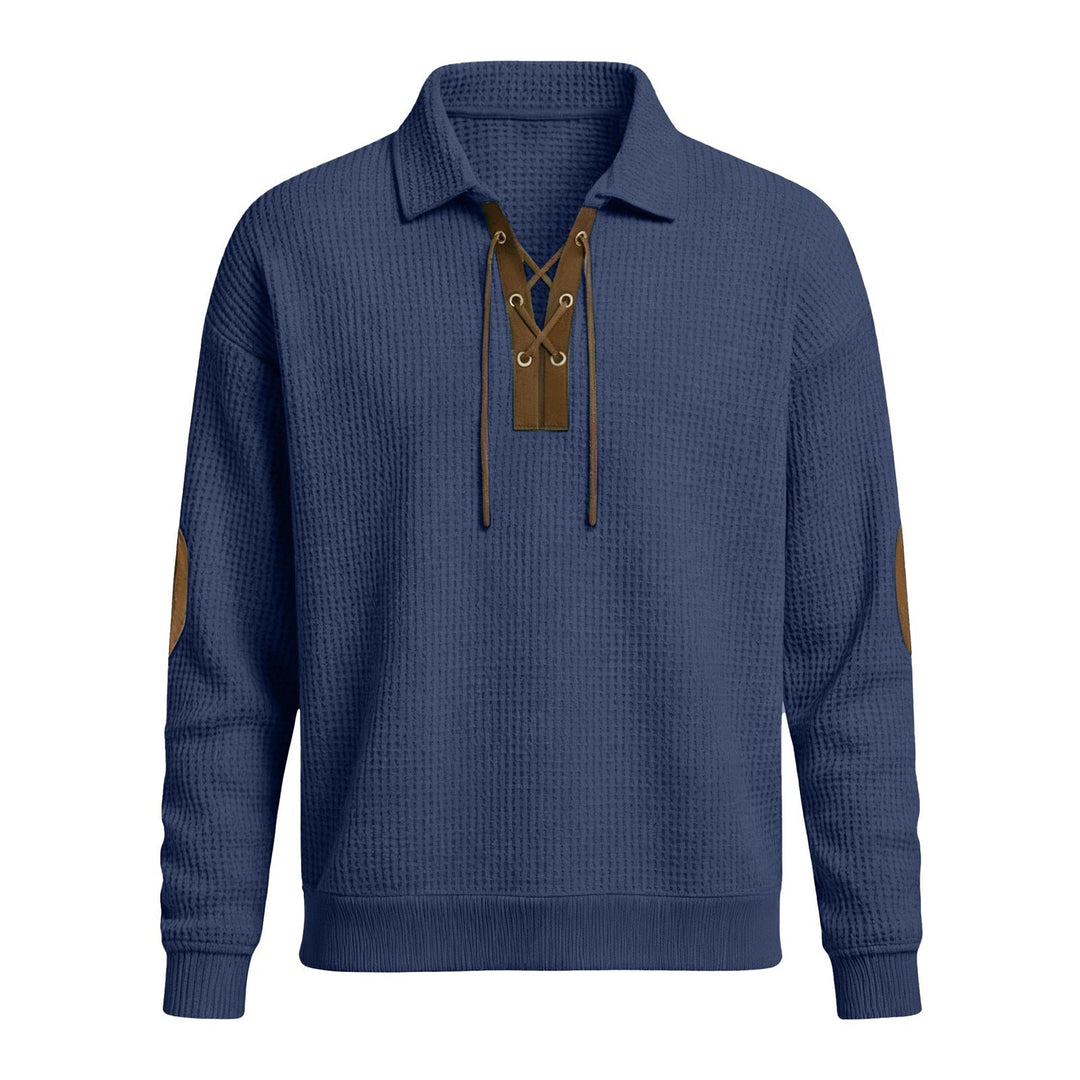 Mens Fashion Solid-Color Long-Sleeve Loose-Fit Sweatshirt