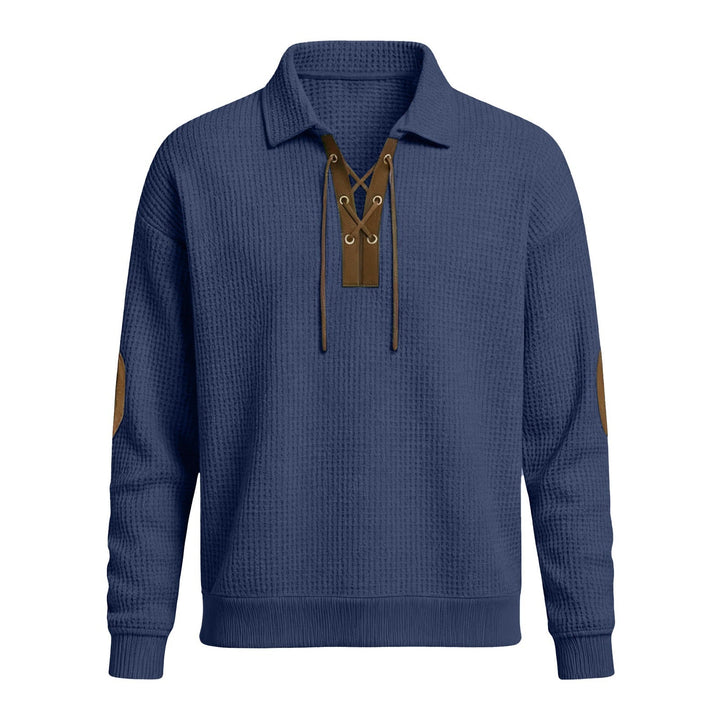 Mens Fashion Solid-Color Long-Sleeve Loose-Fit Sweatshirt
