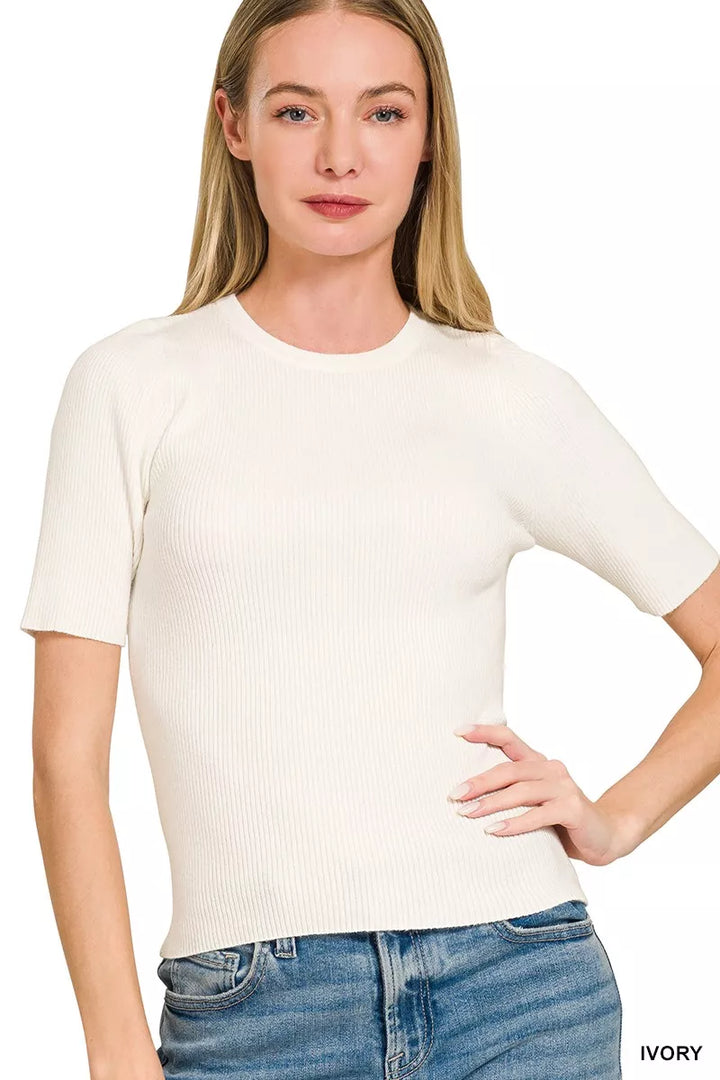 Zenana Viscose Ribbed Round Neck Sweater