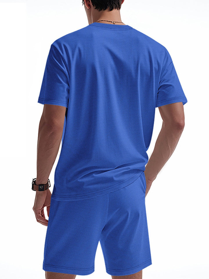 Men's Full Size Casual Short Sleeve Top & Shorts Set Plus Size