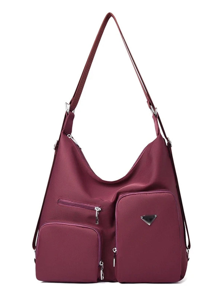 Multi-Pocket Lightweight Nylon Shoulder Bag
