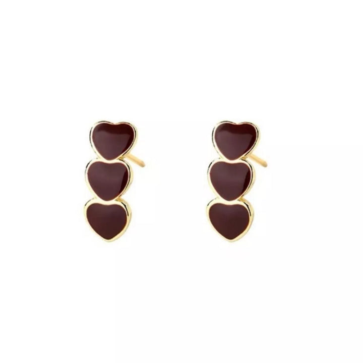 Triple Heart Stud Earrings