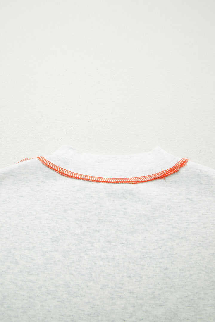 Light Grey Reversible Contrast-Stitched T-Shirt