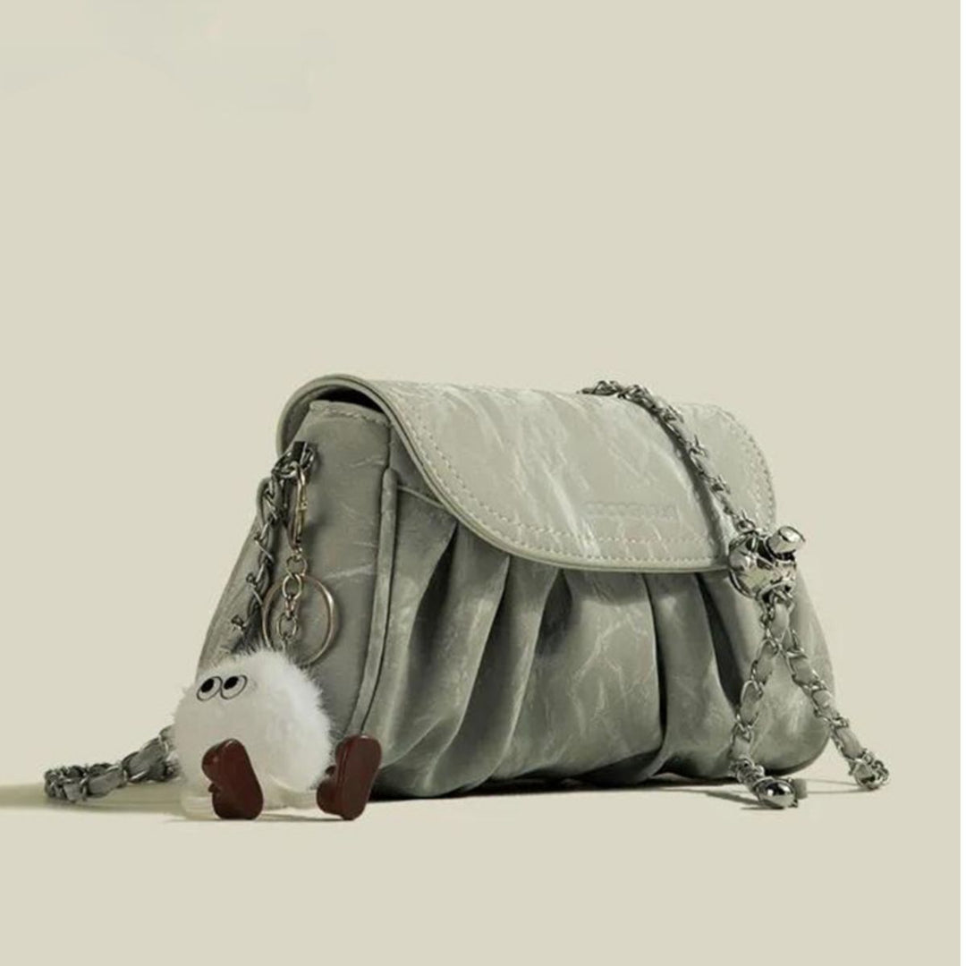 Ruched Chain Strap Shoulder Bag