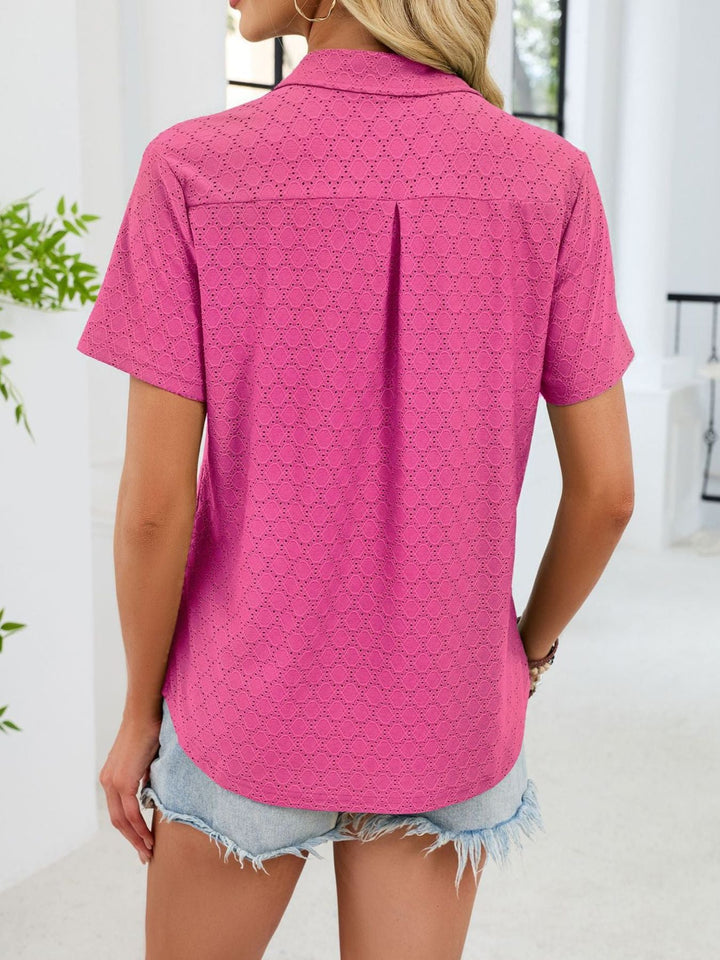 Eyelet Short Sleeve Blouse