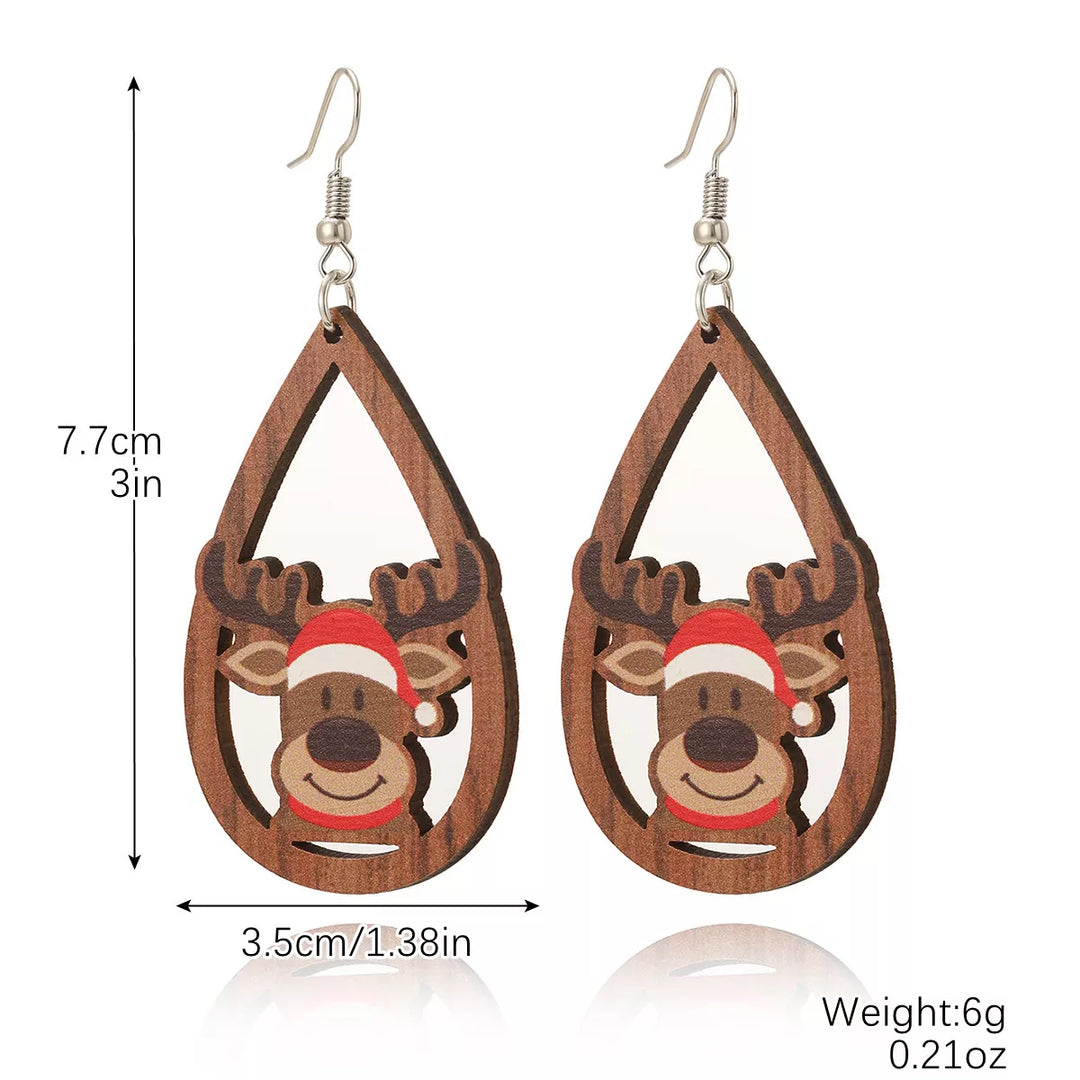 Christmas Reindeer Teardrop Dangle Earrings