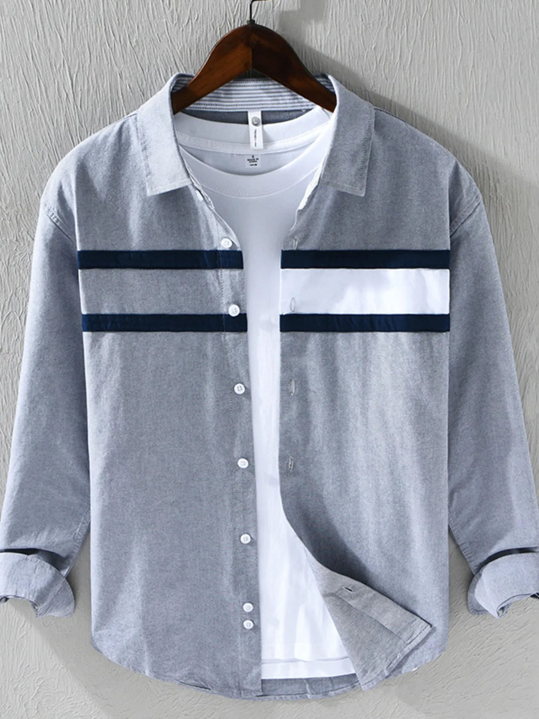 Men's Plus Size Striped Button-Down Shirt