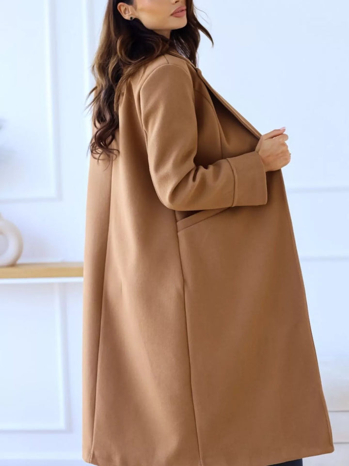 Lapel Collar Wool Blend Overcoat