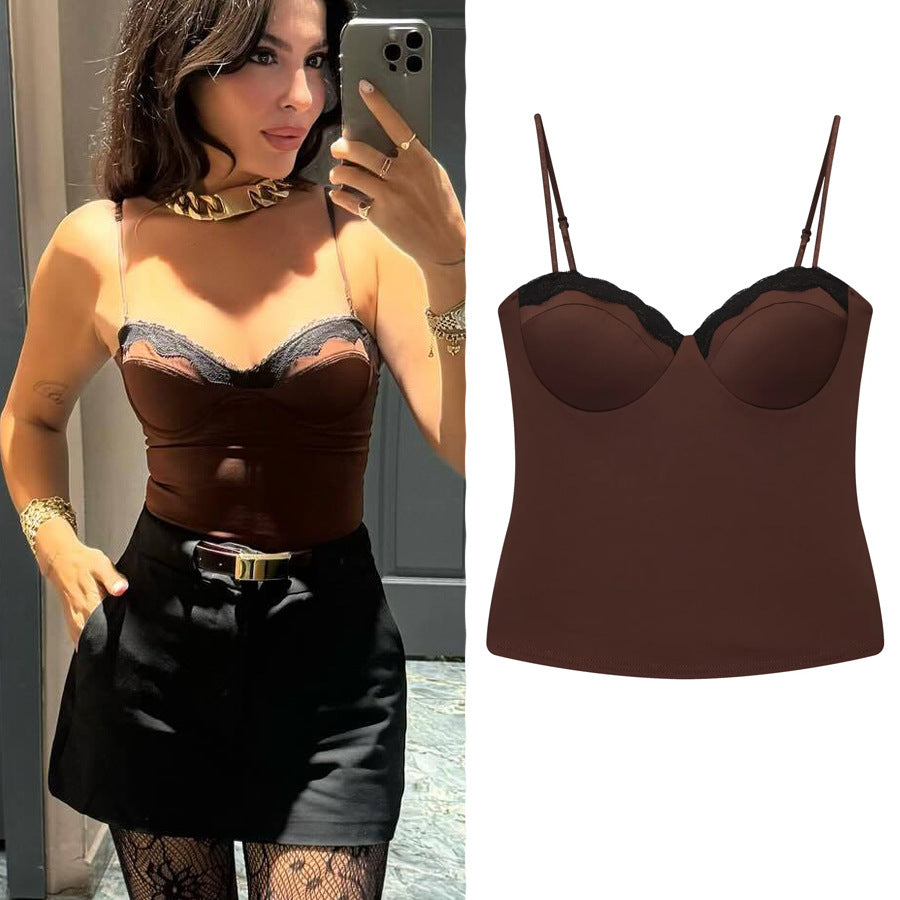 Lace Camisole, Women's Outerwear Sleeveless Vest, Camisole For Layering