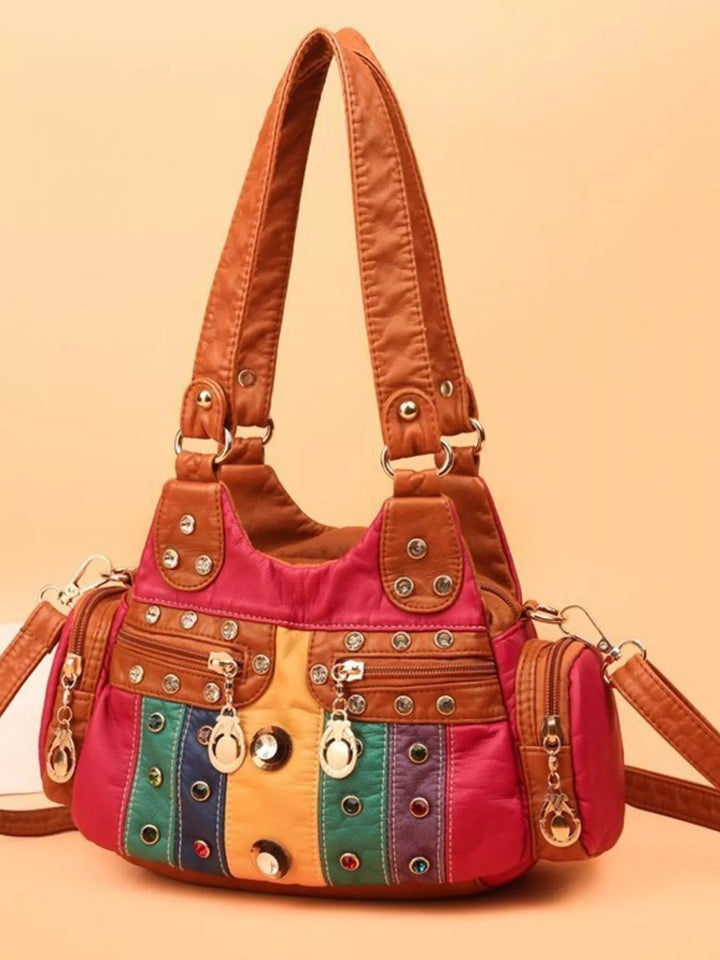 Rivet Decor Multifunctional Crossbody Bag
