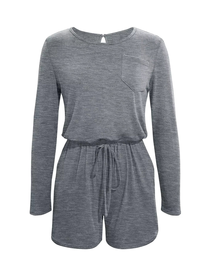 Long Sleeve Drawstring Romper