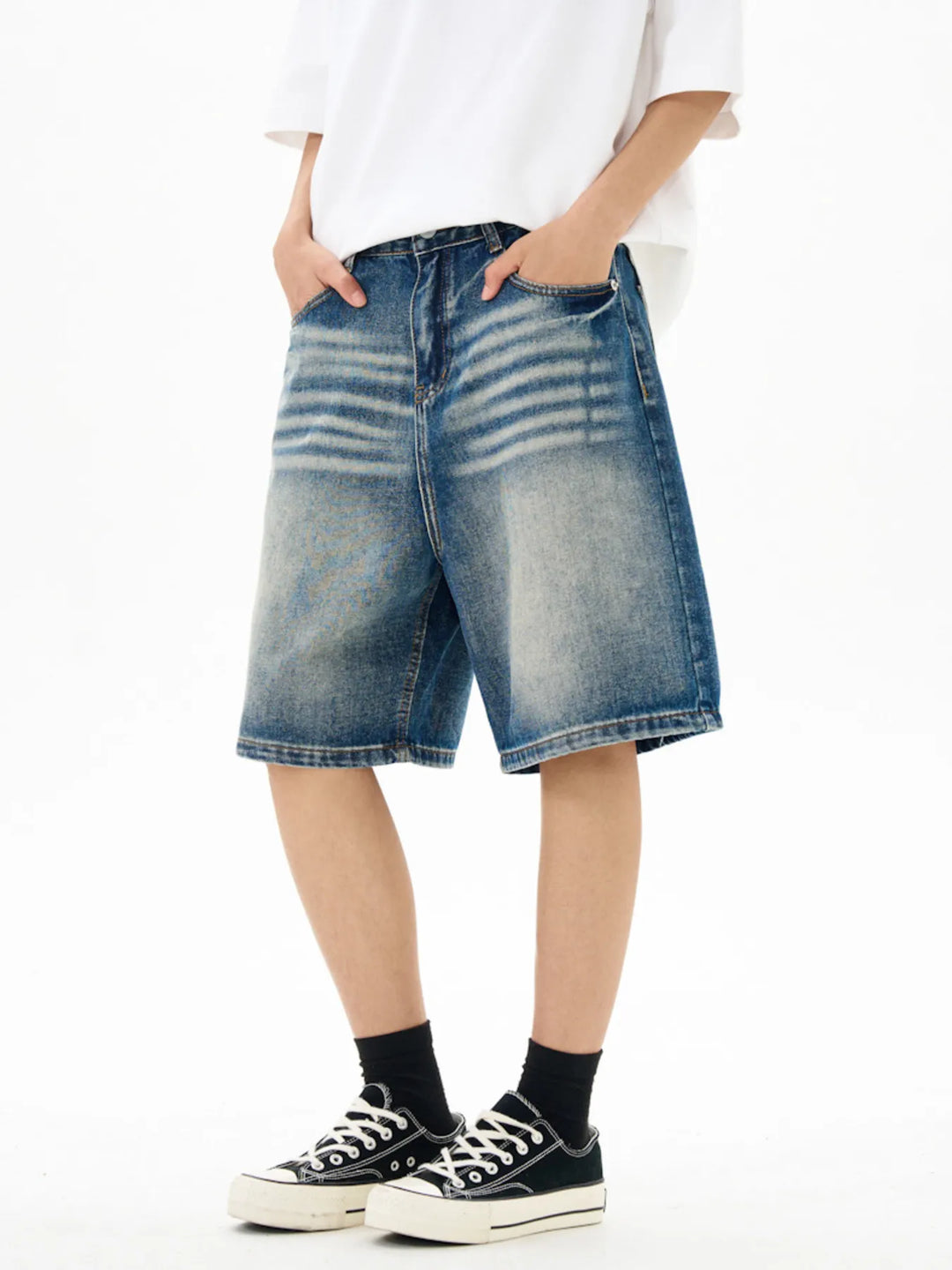 Men's Washed Loose Fit Denim Shorts