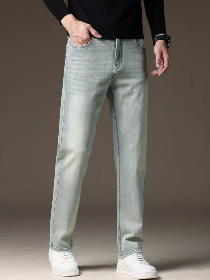 Men's Wash Straight Fit Casual Jeans