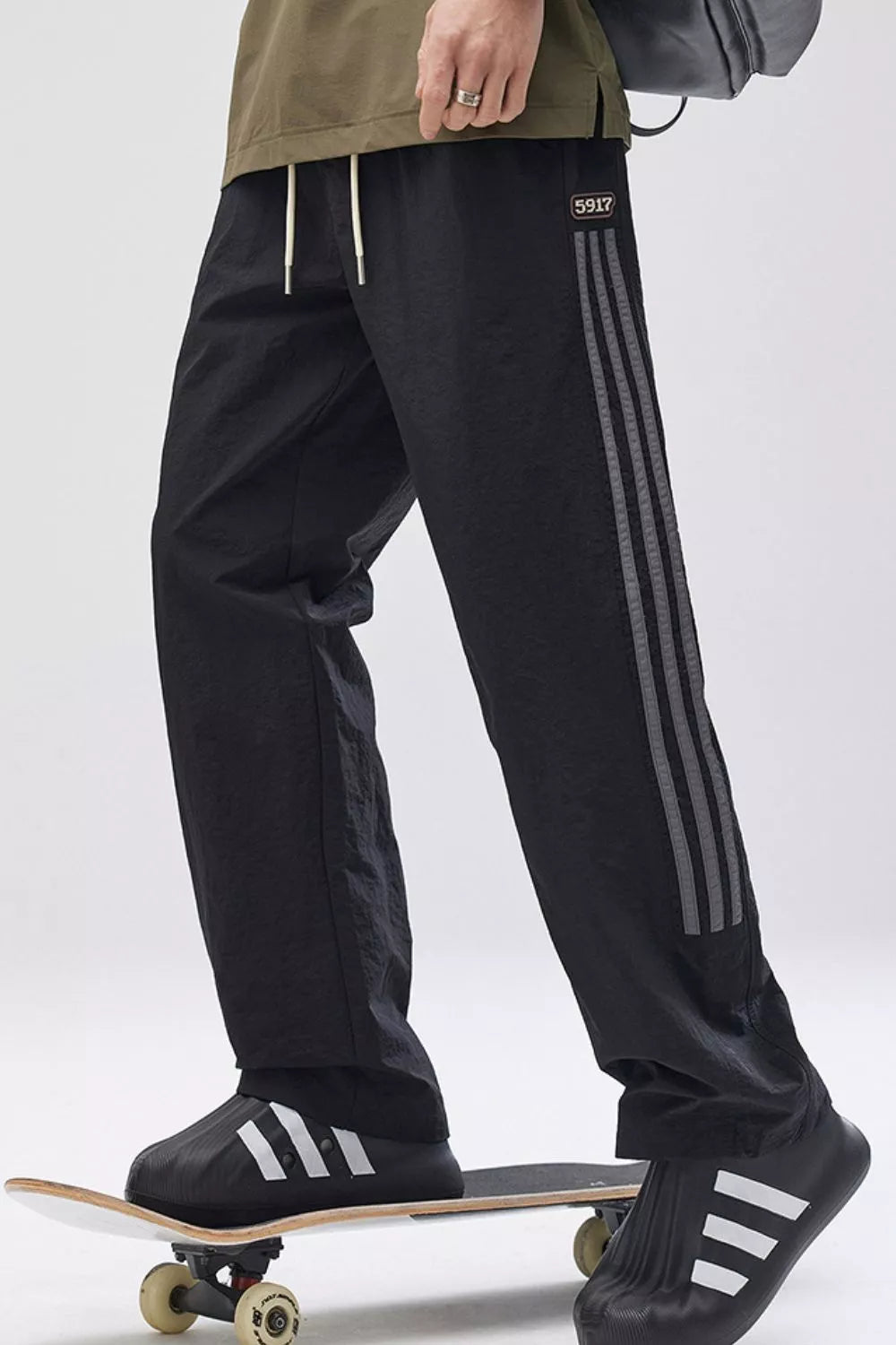 Men's Full Size Striped Casual Wide Leg Pants Plus Size