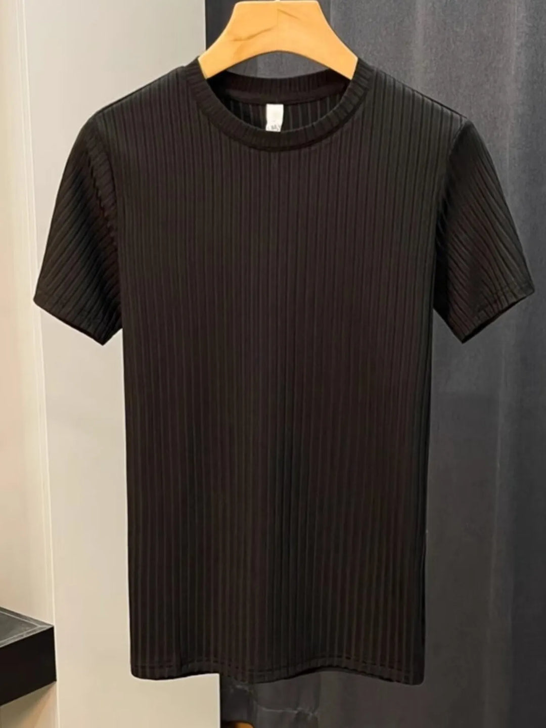 Men's Plus Size Slim Fit Ribbed Knit T-Shirt