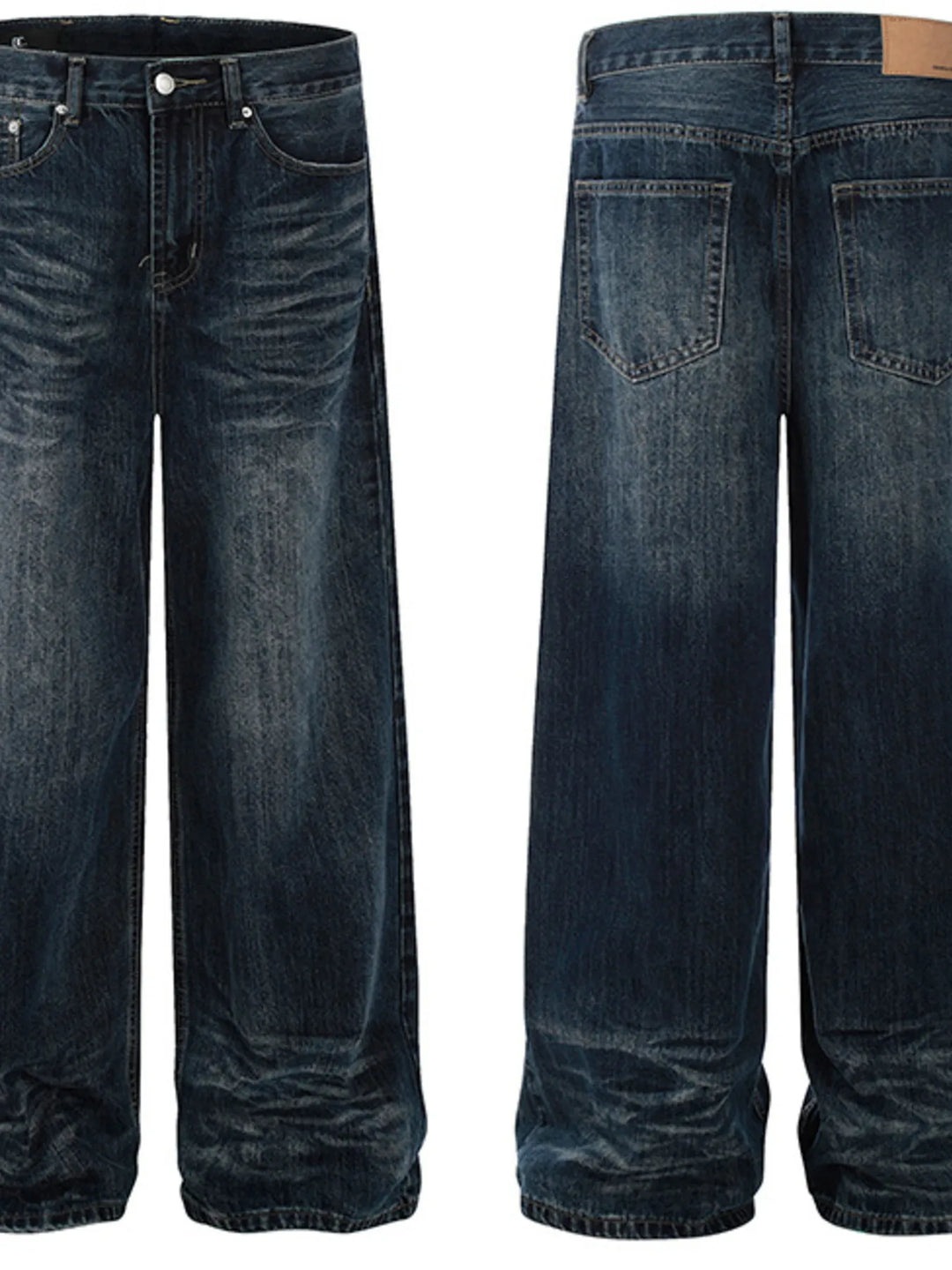 Men's Washed Wide-Leg Jeans
