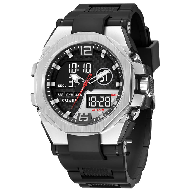 Mens Sports Outdoor Tactical Alloy Dual-Display Watch