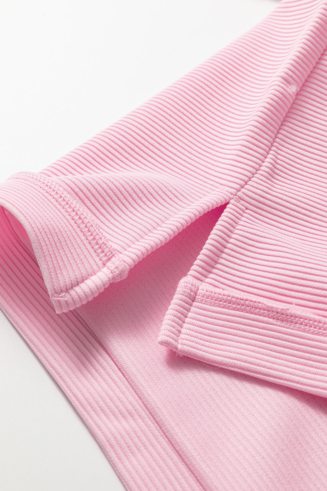 Pink Drop Shoulder Long Sleeve Plus Size Ribbed Top