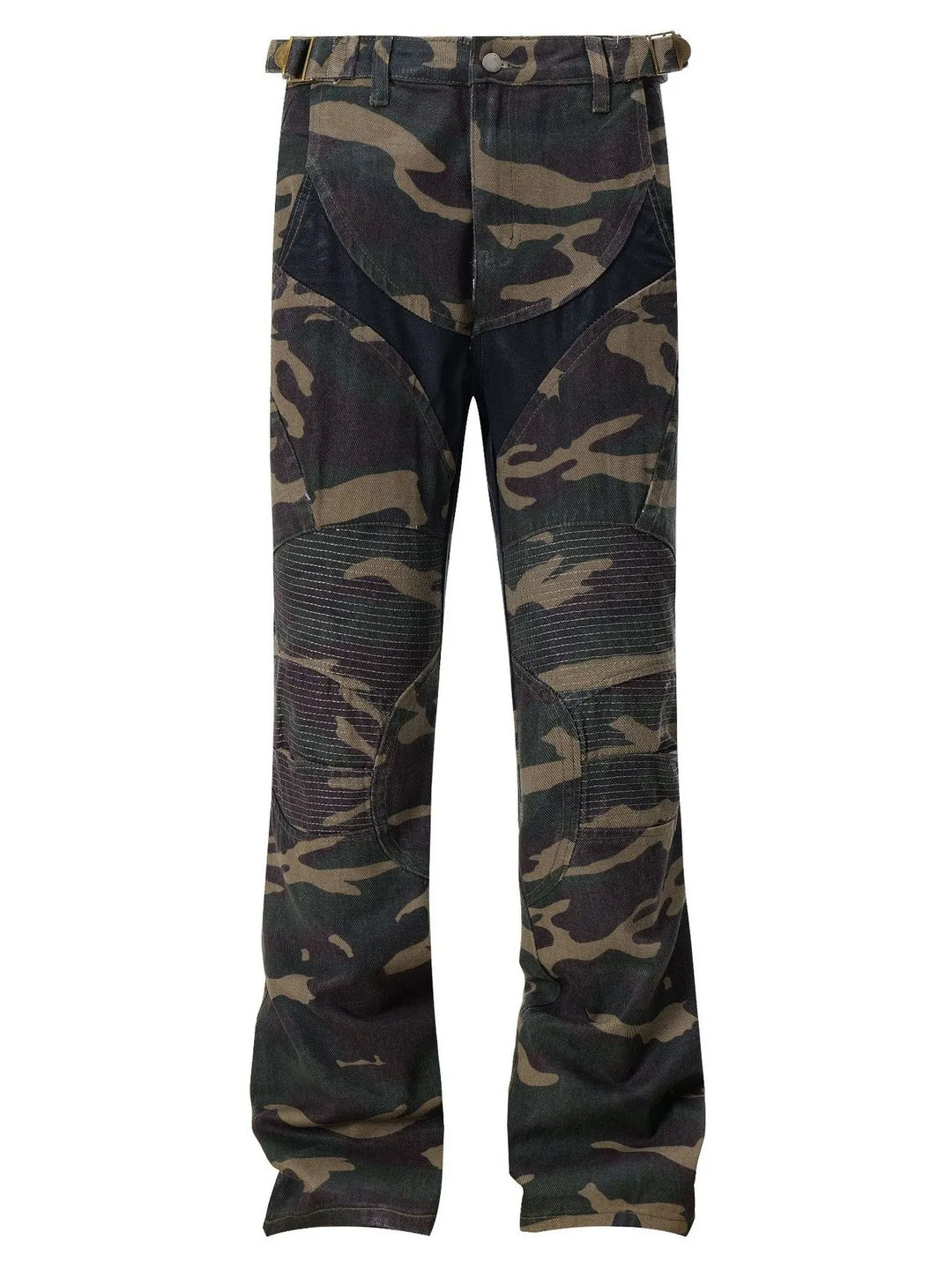 Men's Camouflage Bootcut Jeans with Seam Detail