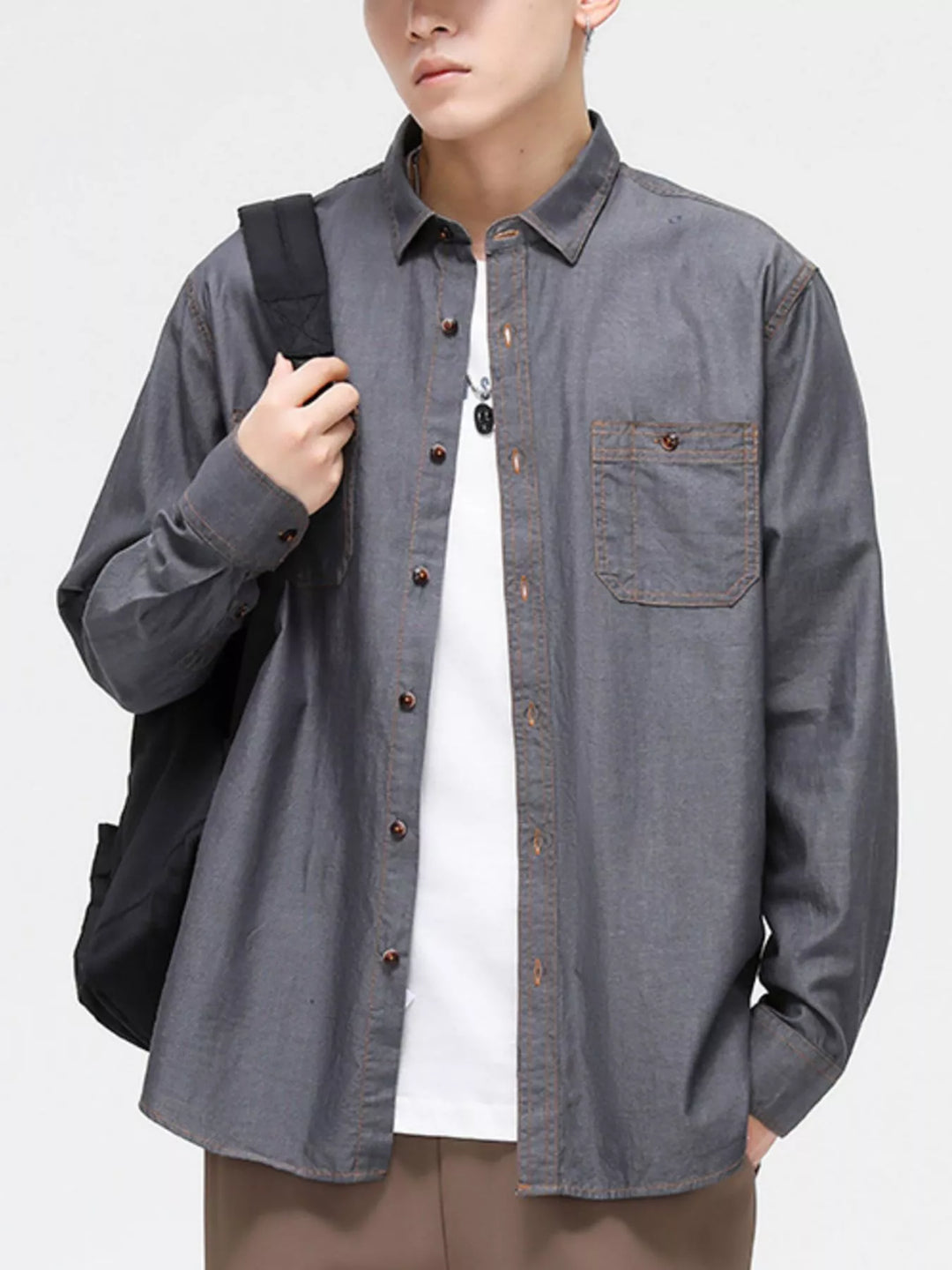 Men's Full Size Button Up Long Sleeve Shirt Plus Size