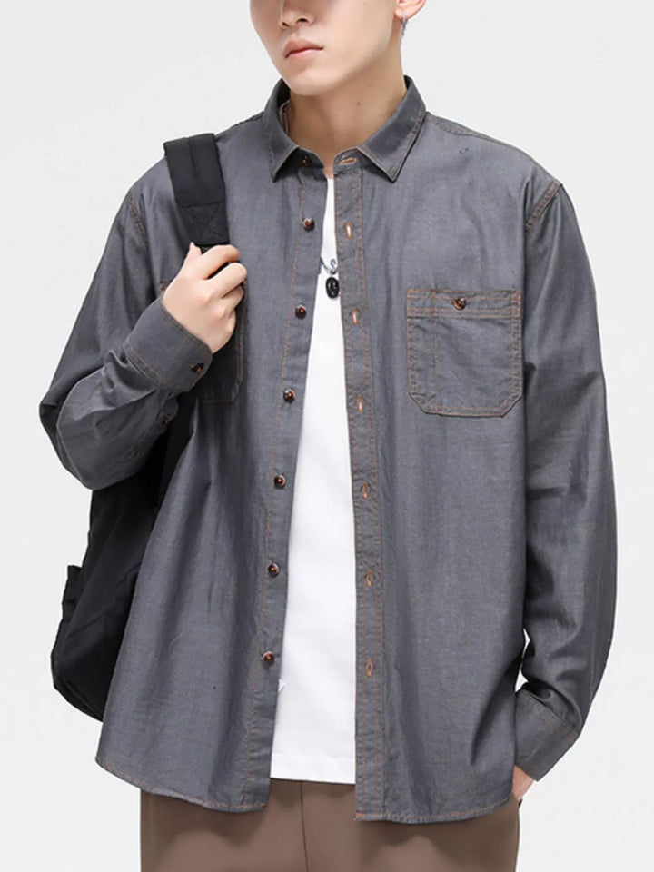 Men's Full Size Button Up Long Sleeve Shirt Plus Size