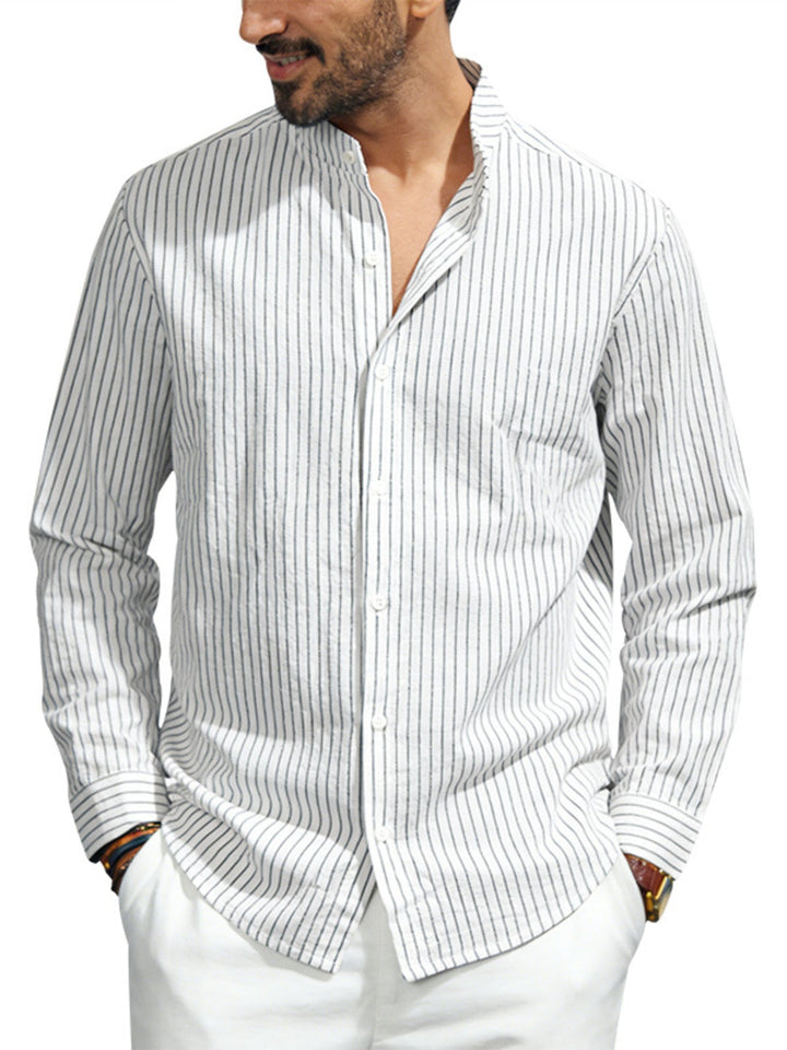 Men's Full Size Striped Long Sleeve Shirt Plus Size