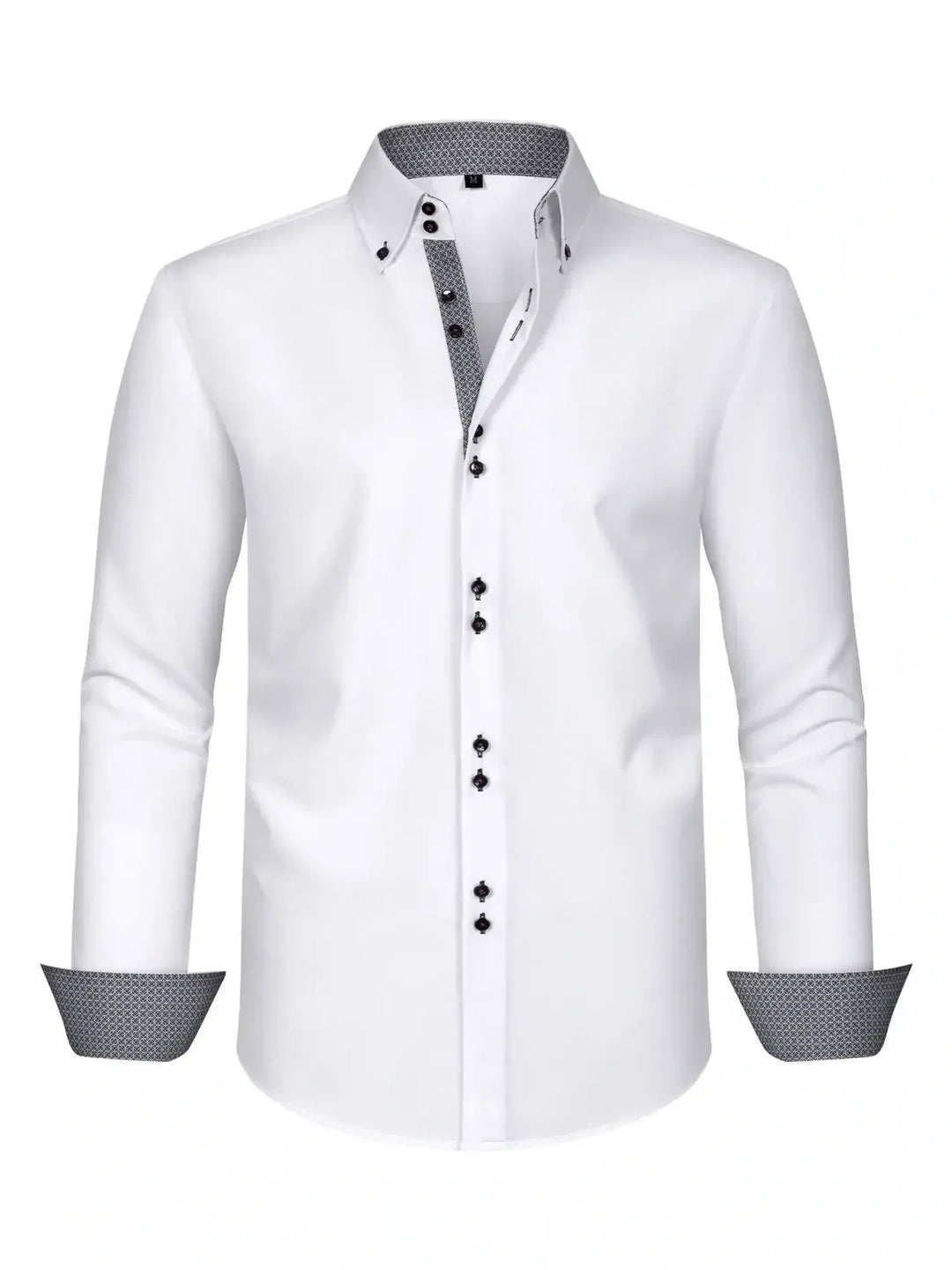 Men's Full Size Button-Down Casual Shirt with Contrast Cuffs Plus Size