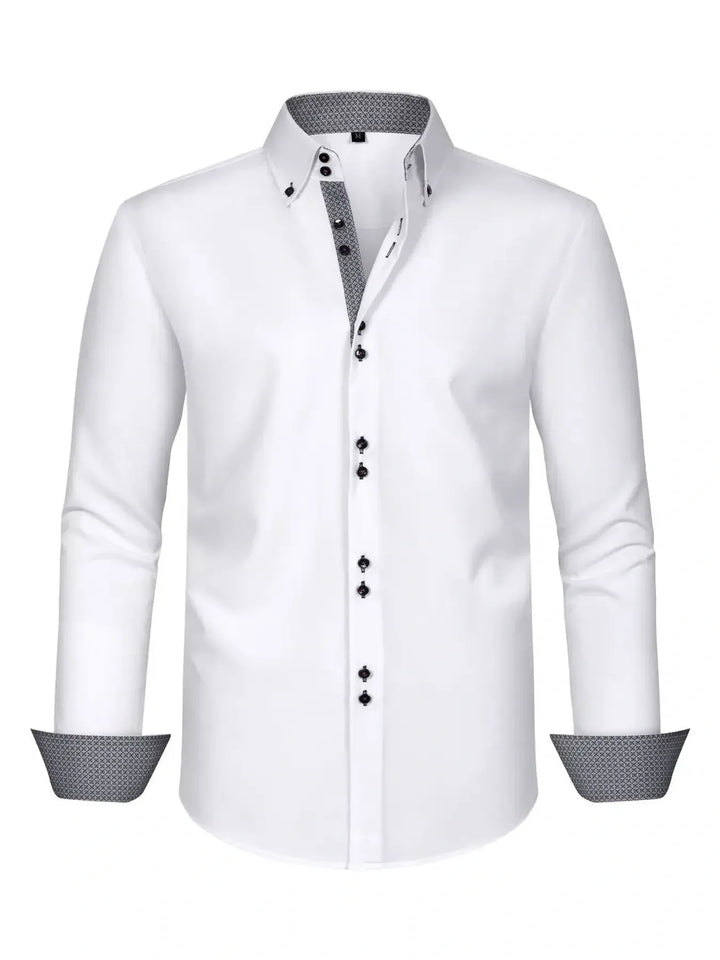 Men's Full Size Button-Down Casual Shirt with Contrast Cuffs Plus Size