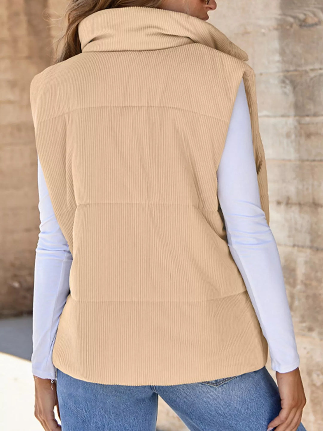 Corduroy Zip Up Vest Coat