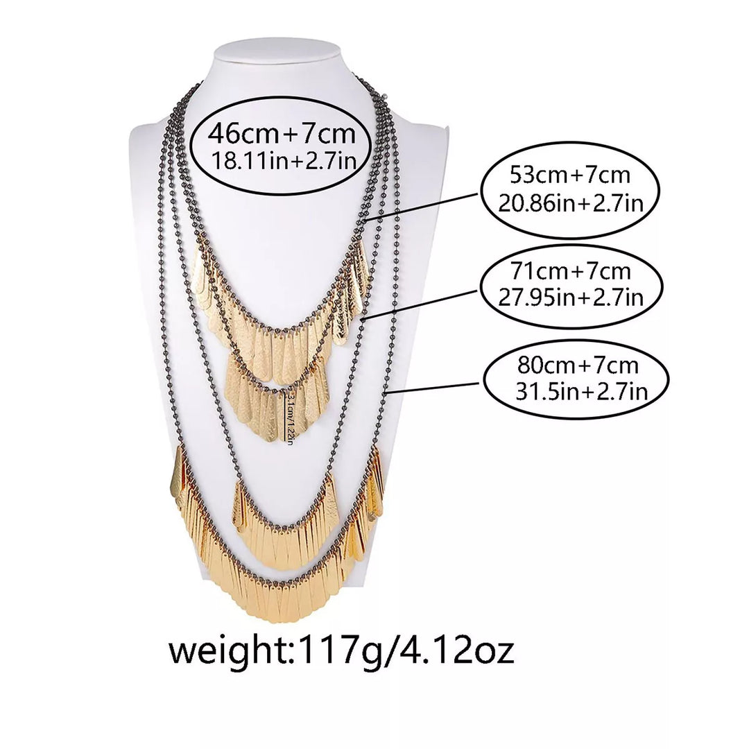 4-Piece 18K Gold-Plated Iron Tassel Necklace