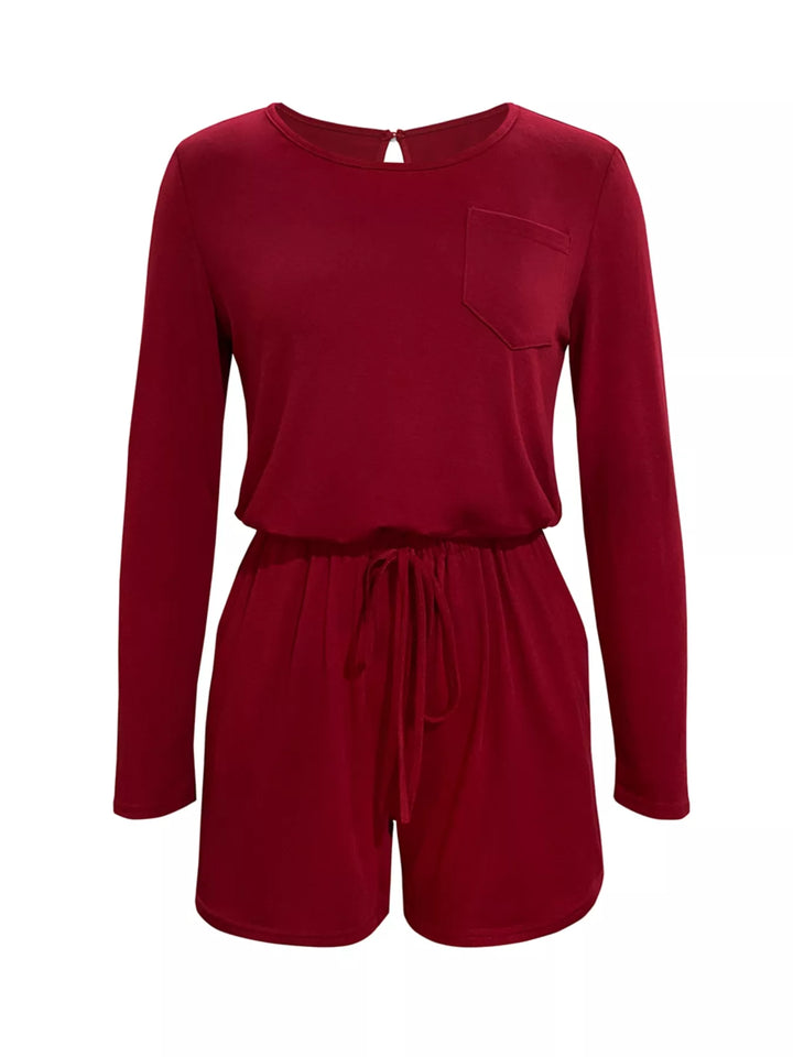 Long Sleeve Drawstring Romper