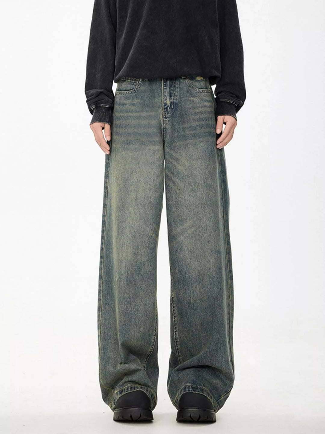 Men's Full Size Wide Leg Relaxed Fit Jeans Plus Size