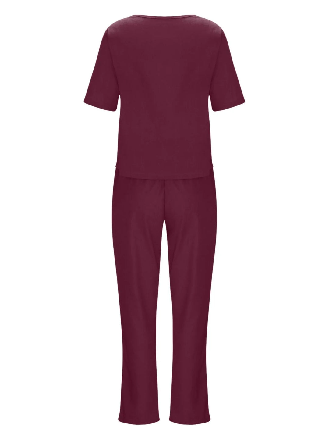 Full Size Round Neck Short Sleeve Top and Pants Set Plus Size