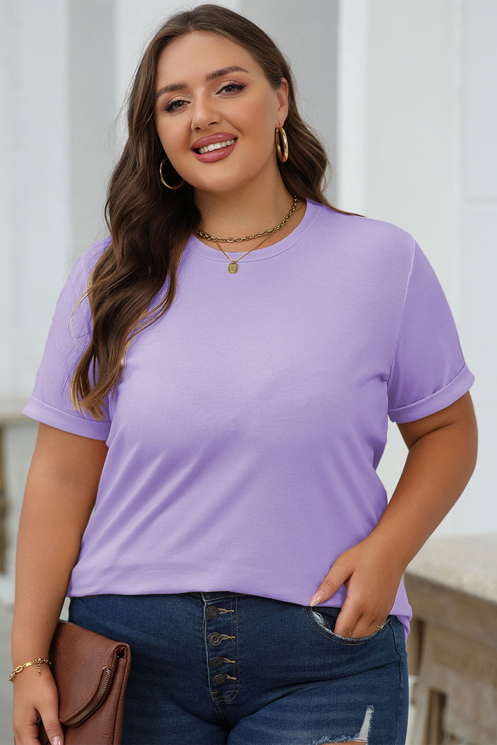 Wisteria Casual Plain Crew Neck Tee