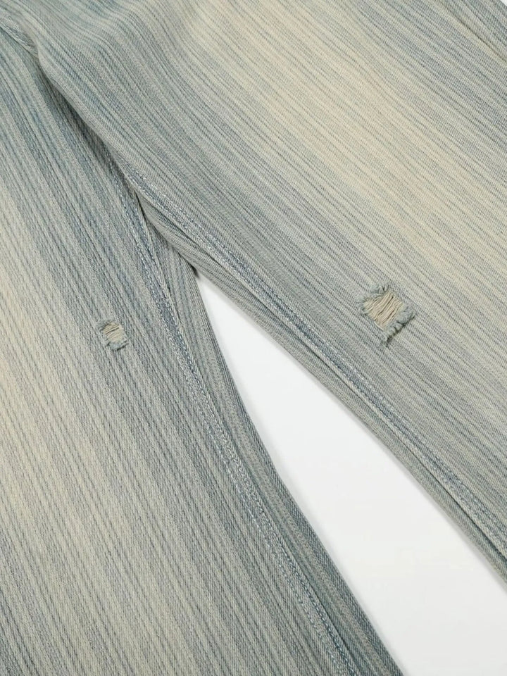 Men's Washed Pinstripe Wide Leg Jeans