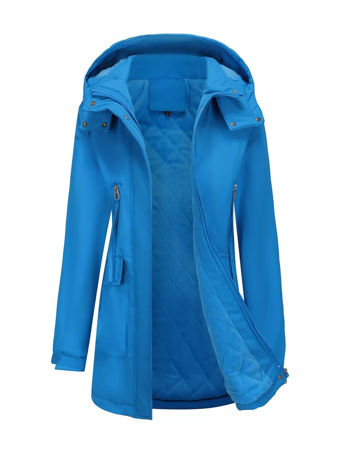 Full Size Zip Up Hooded Parka Outerwear Plus Size