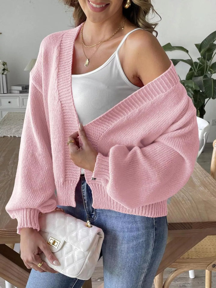 Open Front Dropped Shoulder Cardigan