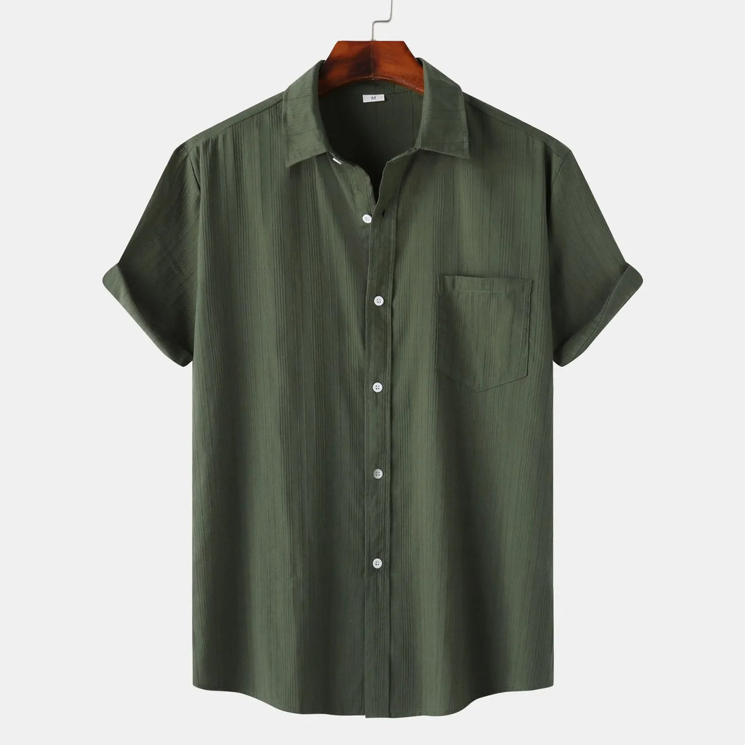 Men's Short Sleeve Button Down Shirt with Chest Pocket
