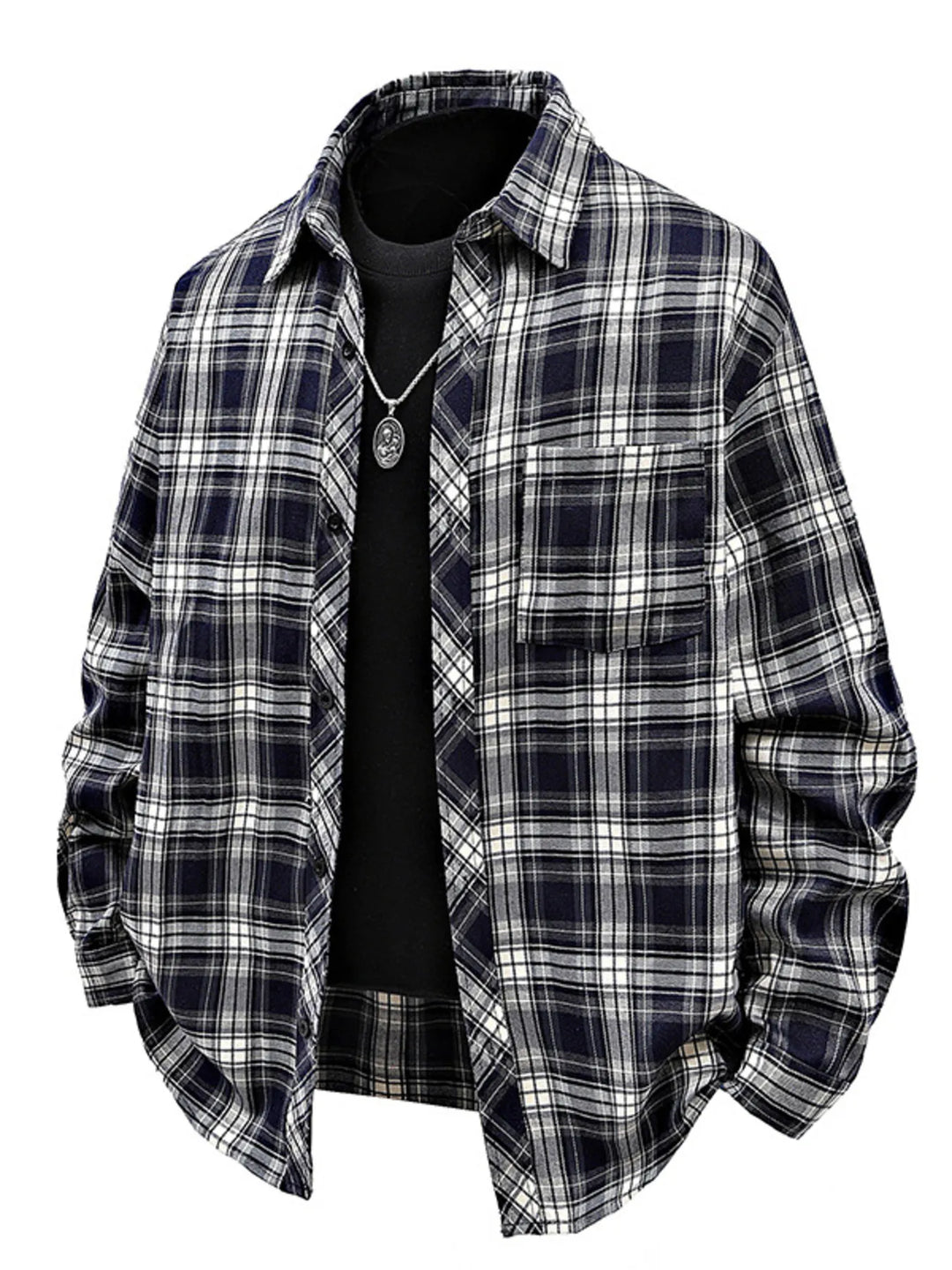 Men's Full Size Plaid Button Up Shirt Plus Size