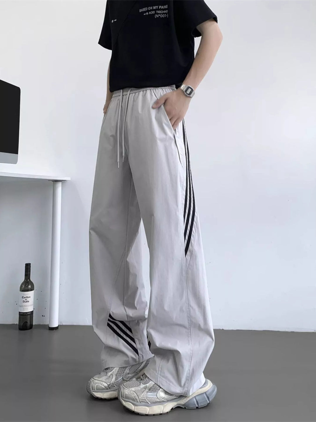 Men's Full Size Striped Wide Leg Pants Plus Size