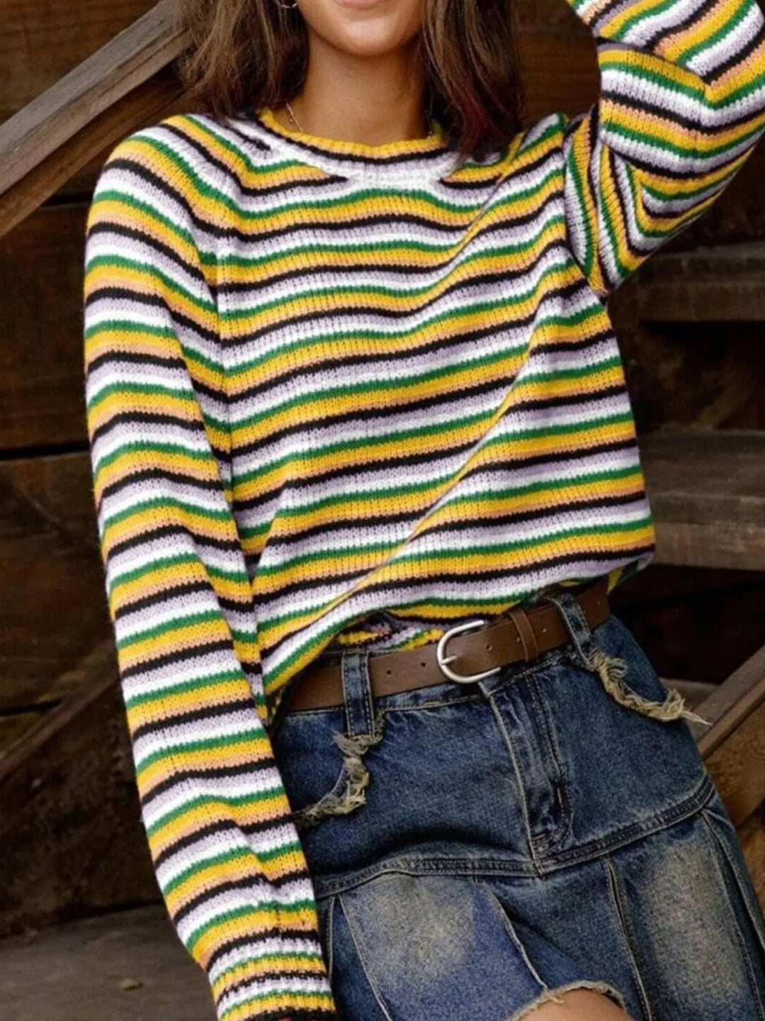 Rainbow Striped Pullover Sweater