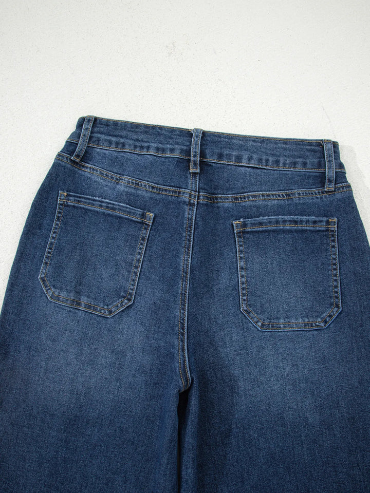 Cropped High Rise Wide Leg Jeans