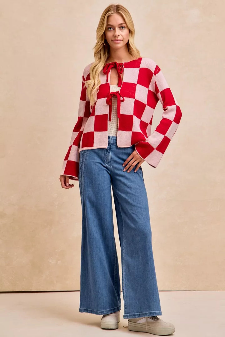 BiBi Wavy Side Edge Detail Lined Wide Leg Jeans