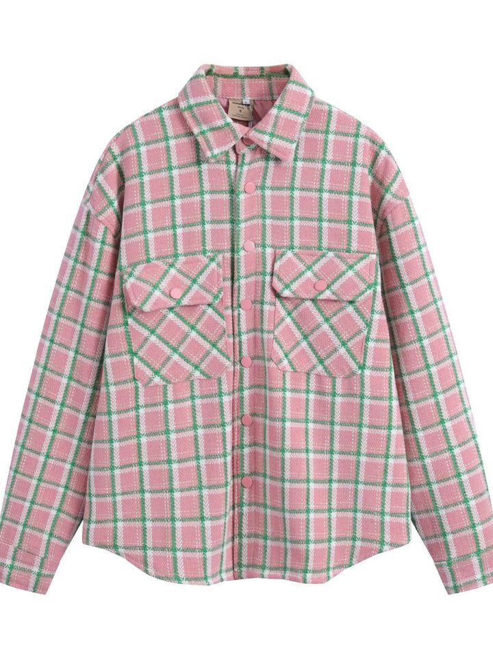 Men's Oversized Plaid Collared Neck Shirt