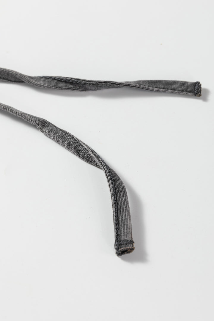 Medium Grey Mineral Wash Lace-up High Waist Raw Hem Patched Pocket Pants