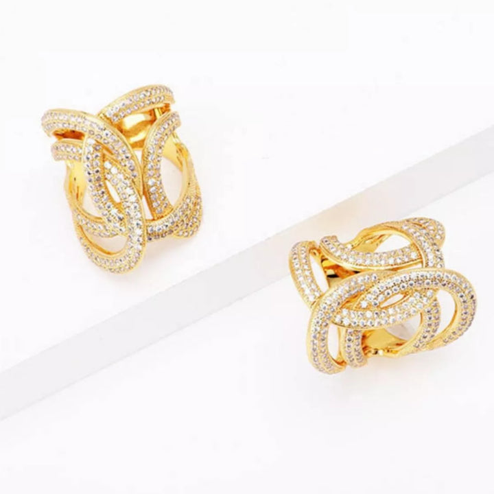18K Gold-Plated Zircon Interwoven Ring